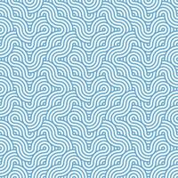 Blue seamless abstract geometric japanese overlapping circles lines and waves pattern vector