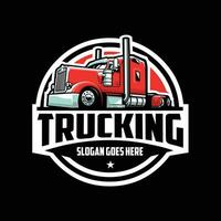Trucking Company Emblem Logo Vector Isolated in Black Background. Best for Trucking Related Industry