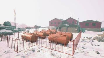 antarctic base set in a natural harbor in front of the Antarctic Peninsula video