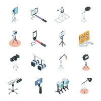 Modern Isometric Icons Depicting Videography Accessories vector