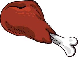 Delicious chicken leg, illustration, vector on white background