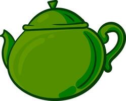 Green teapot, illustration, vector on white background