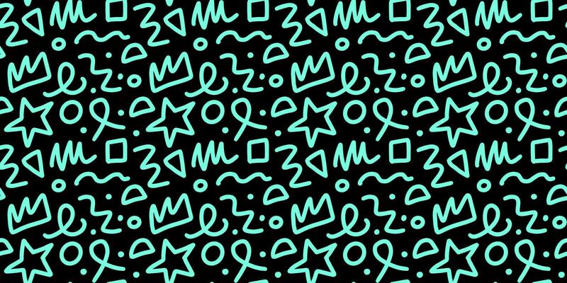 90s seamless blue on black pattern squiggle random