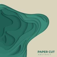 green 3d abstract background with paper cut shapes. vector