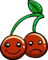 Two cherries, illustration, vector on white background