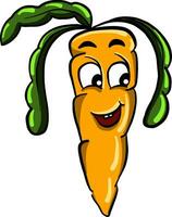 Carrot with a face, illustration, vector on white background