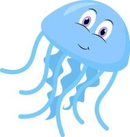 Blue jelly fish, illustration, vector on white background