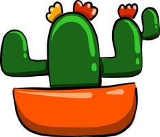 Cactus with flowers, illustration, vector on white background