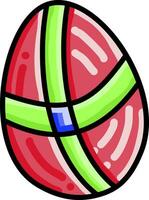 Red and  green easter egg, illustration, vector on white background