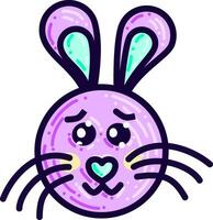 Purple bunny head, illustration, vector on white background