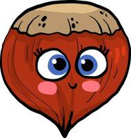 Happy hazelnut, illustration, vector on white background