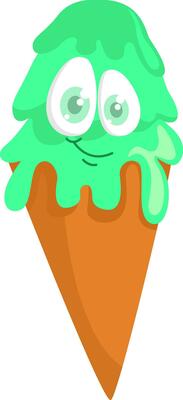 Green ice cream, illustration, vector on white background