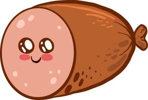 Cute fat sausage, illustration, vector on white background