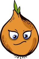 Onion in a bad mood, illustration, vector on white background