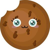 Cookie with eyes, illustration, vector on white background