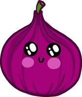 Little Purple fig with eyes, illustration, vector on white background