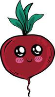 Red beet with a cute face, illustration, vector on white background