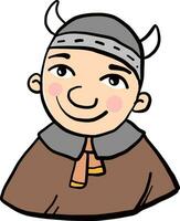 Viking boy smiling, illustration, vector on white background