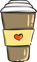 Coffee cup with a heart, illustration, vector on white background