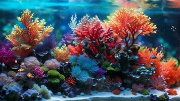 ai generiert ein Aquarium mit viele bunt Korallen video