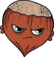 Hazelnut angry, illustration, vector on white background