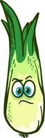 Angry leek, illustration, vector on white background