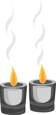 Burning candles, illustration, vector on white background