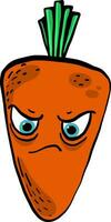 Angry carrot, illustration, vector on white background