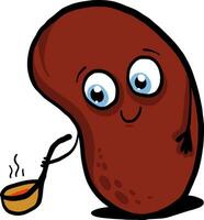 Bean with a laddle, illustration, vector on white background