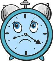 Worried clock, illustration, vector on white background