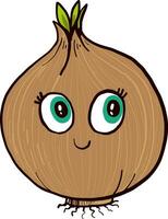 Happy onion, illustration, vector on white background