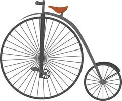 Very old bicycle, illustration, vector on white background