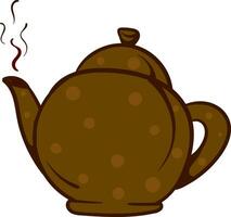 Brown tea pot, illustration, vector on white background