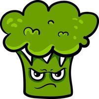 Angry broccoli, illustration, vector on white background