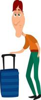 Man with a suitcase, illustration, vector on white background