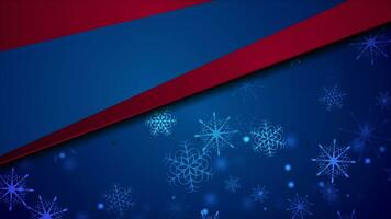 Blue red abstract Christmas snowflakes video animation