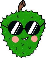 Durian with eyes, illustration, vector on white background