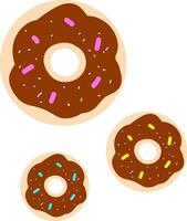 Chocolate donut, illustration, vector on white background.