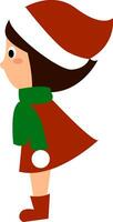 Christmas girl, illustration, vector on white background.