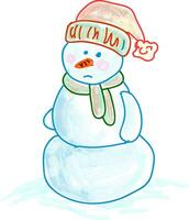 A sad snowman vector or color illustration