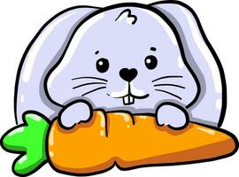 Bunny with a carrot, illustration, vector on white background