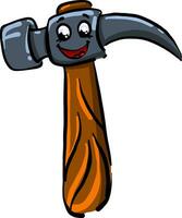 Hammer with a face, illustration, vector on white background