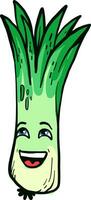 Happy leek, illustration, vector on white background