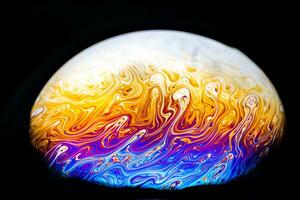 Soap bubble abstract on a black background photo