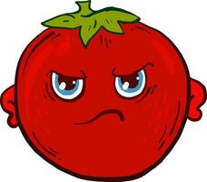 Angry tomato, illustration, vector on white background