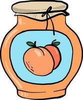 Apricot jam in a jar, illustration, vector on white background