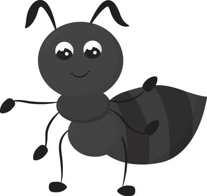Little grey ant, illustration, vector on white background