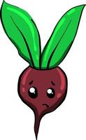 Little sad beet with a stem, illustration, vector on white background