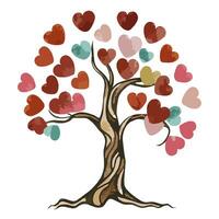 AI generated tree with hearts instead of leaves on a white background photo