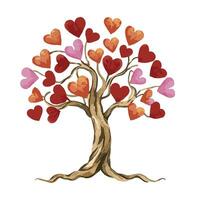 AI generated tree with hearts instead of leaves on a white background photo